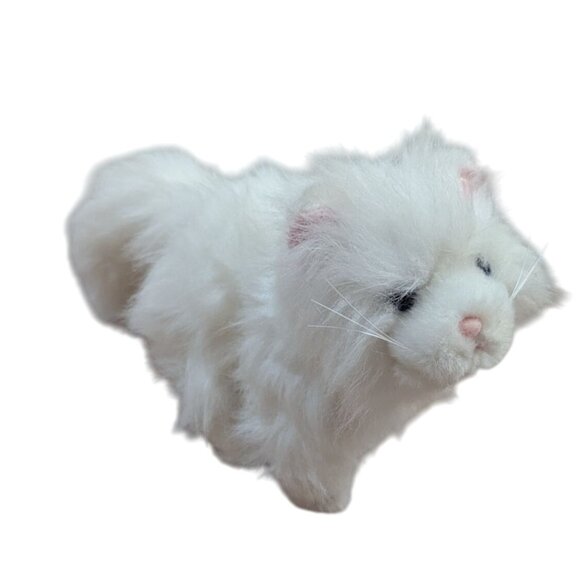 Ganz White Fluffy Cat Plush Toy 8" soft Stuffed Animal Blue eyes - Picture 1 of 9